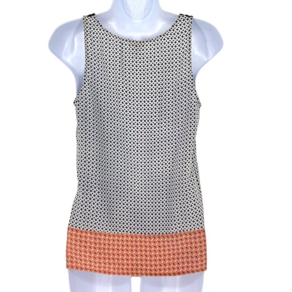 Joie Silk Sleeveless Floral Geometric Print Tank Top Navy Pink Orange Size Small - Picture 6 of 10